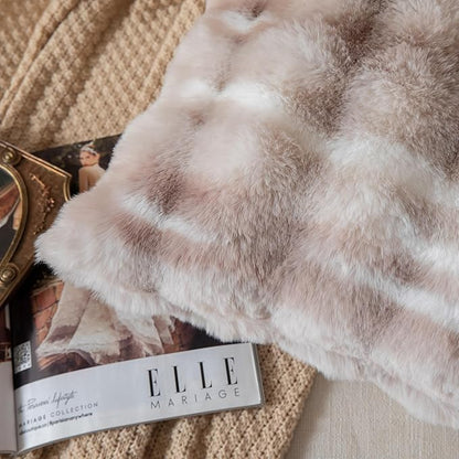 Pack of 2 Thick Plush Throw Pillow Covers Fluffy Wave Faux Fur Decorative Cushion Covers Soft Wool Pillowcase for Sofa Couch Livingroom 16x16 Inch White Taupe