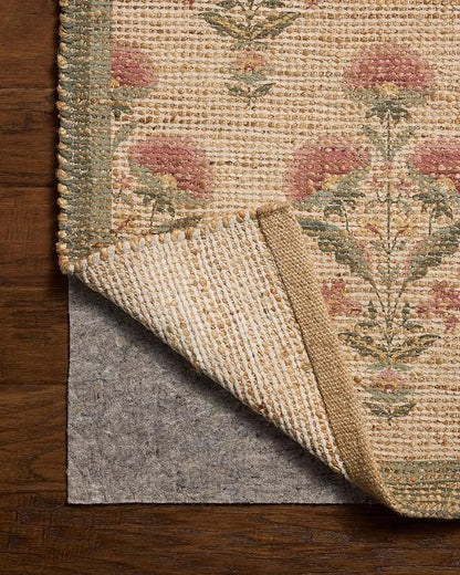 Loloi Chris Loves Julia Rue Collection RUE-01 Sage/Blush 3'-6" x 5'-6" Accent Rug Jute Neutral Floral Living Room Bedroom Rug