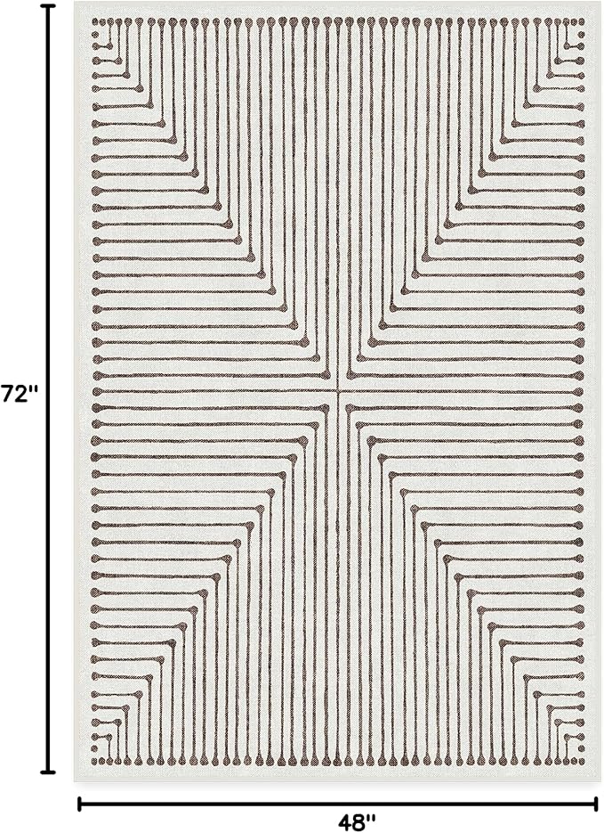 RUGGABLE x Jonathan Adler Machine Washable Modern Area Rug – Inkdrop Camel & Ivory 4x6, Stain-Resistant, Non-Slip – Medium Rugs for Living Room, Bedroom, Hallway, Entryway & Office–with Cushioned Pad