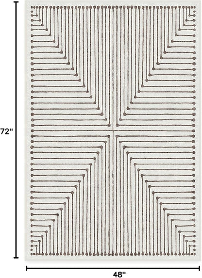 RUGGABLE x Jonathan Adler Machine Washable Modern Area Rug – Inkdrop Camel & Ivory 4x6, Stain-Resistant, Non-Slip – Medium Rugs for Living Room, Bedroom, Hallway, Entryway & Office–with Standard Pad