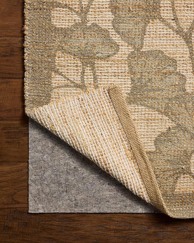 Loloi Chris Loves Julia Rue Collection RUE-02 Olive/Sage 8'-6" x 11'-6" Area Rug Jute Neutral Floral Living Room Bedroom Rug