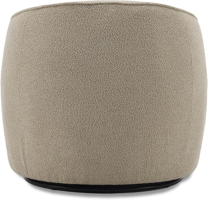 Swivel Accent Chair, Modern Upholstered Boucle Barrel Arm Chairs with Pillow for Living Room, 360 Degree Round Swivel Sherpa Armchair with Round Base for Bedroom Club (1, Light Brown)