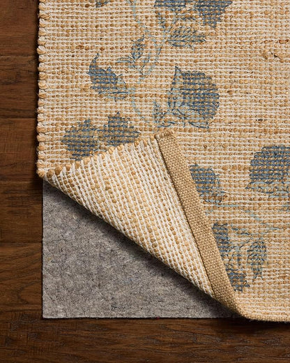Loloi Chris Loves Julia Rue Collection RUE-05 Natural/Denim 7'-6" x 9'-6" Area Rug Jute Neutral Floral Living Room Bedroom Rug