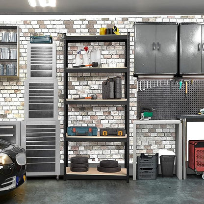 Yaheetech Standing Shelf Units, 5 Tier Storage Shelf, Heavy Duty Shelving, Adjustable Garage Shelves, Utility Rack Shelf Unit, Basement Warehouse Shed, 35.5″W× 12″D × 71″H - Black