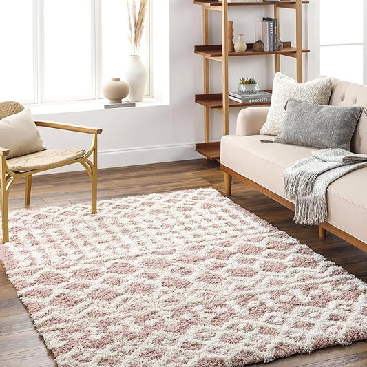 Livabliss Hapsburg Moroccan Shag Area Rug,9'3" x 12',Dusty Pink