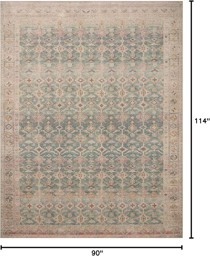 Loloi Angela Rose Aubrey Collection AUB-02 Aqua/Sand 7'-6" x 9'-6", .19" Pile Height, Area Rug