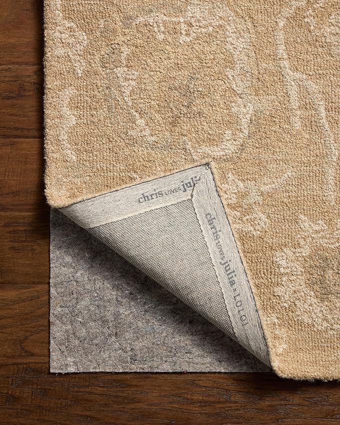 Loloi Chris Loves Julia Dorothea Collection DRT-01 Sand/Pebble 8'-6" x 11'-6" Area Rug Wool Neutral Floral Living Room Bedroom Carpet