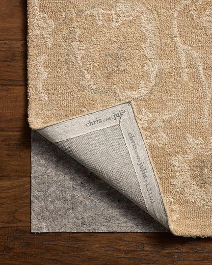 Loloi Chris Loves Julia Dorothea Collection DRT-01 Sand/Pebble 2'-6" x 7'-6" Runner Rug Wool Neutral Floral Living Room Bedroom Carpet