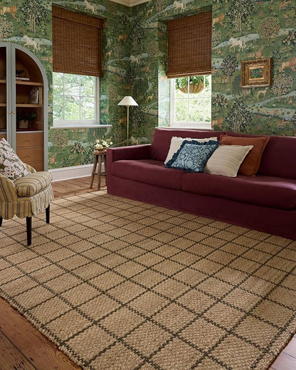 Loloi Chris Loves Julia Fletcher Collection FLE-01 Natural/Olive 2'-6" x 7'-6", .37" Pile Height, Runner Rug