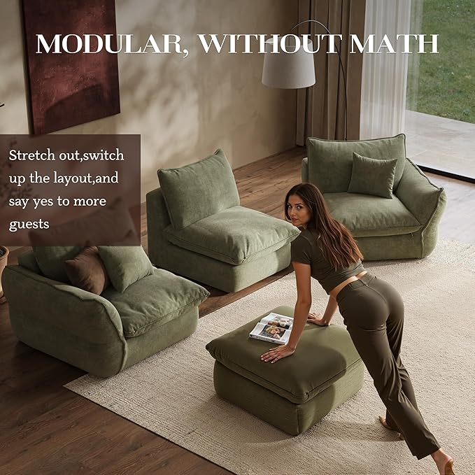106'' Down Blend L-Shaped Sectional Sofa, Deep Seat Feather-Filled Cushions, Oversized Cloud Couch with Sink-in Comfort, Modern Living Room Sofa – Sage Mist