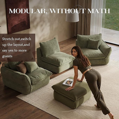 106'' Down Blend L-Shaped Sectional Sofa, Deep Seat Feather-Filled Cushions, Oversized Cloud Couch with Sink-in Comfort, Modern Living Room Sofa – Sage Mist