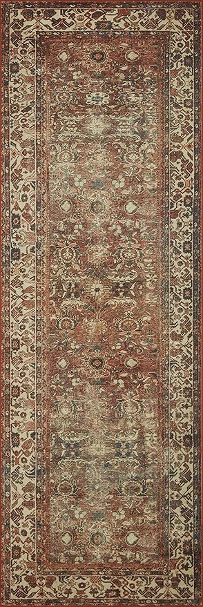 Loloi Magnolia Home by Joanna Gaines Banks Collection BAN-04 Brick/Ivory 3'-6" x 5'-6" .13" Pile Height, Machine Washable, Accent Rug