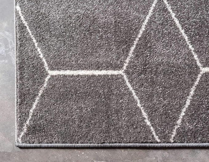 Unique Loom Trellis Frieze Collection Area Rug - Geometric (4" x 6", Dark Gray/ Ivory)