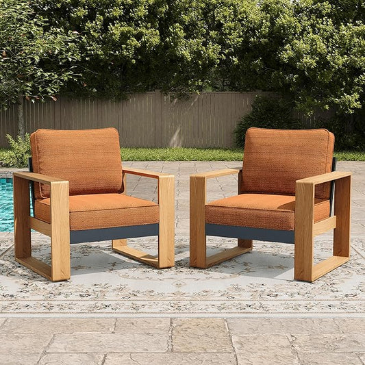 LayinSun Aluminum Patio Furniture Set 2 Chair, Oversized Seat with Hight Back, Outdoor Conversation Sets for Porch, Balcony, Deck