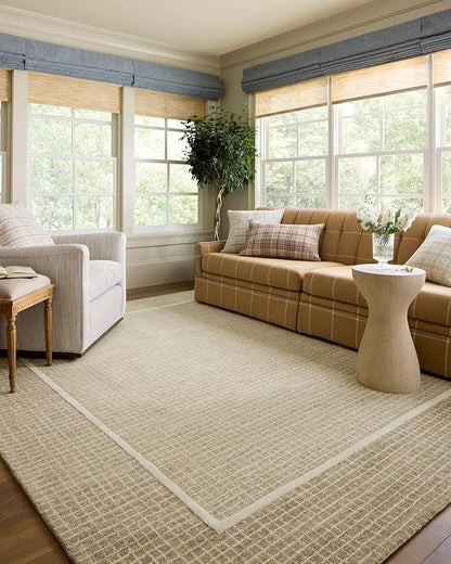 Loloi Chris Loves Julia Briggs Collection, Wheat & Ivory, 2'-3" x 3'-9" Accent Rug – Minimal Gritted Design Area Rugs for Living Room Bedroom Entryway & Hallway No Shed High Traffic Home Decor Rug