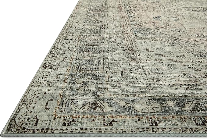 Loloi Magnolia Home by Joanna Gaines Sinclair Collection SIN-04 Natural/Sage 2'-3" x 3'-9", .25" Pile Height, Machine Washable, Accent Rug