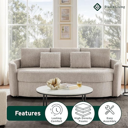 Studio Living® Beckett 92" Storage Sofa, Modern Farmhouse, Pocket Coil Comfort, Easy Assembly, Chenille Fabric, Taupe