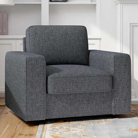 360 Degree Rotation Swivel Accent Sofa Chairs, 36'' Width Oversized Armchairs 1 pcs Linen Living Room-Dark Gray