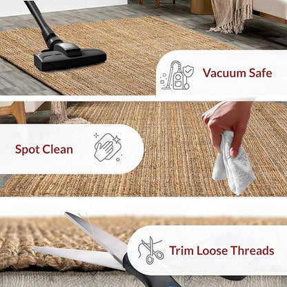 nuLOOM Ashli Solid Farmhouse Jute Area Rug, 7'6" x 9'6", Natural