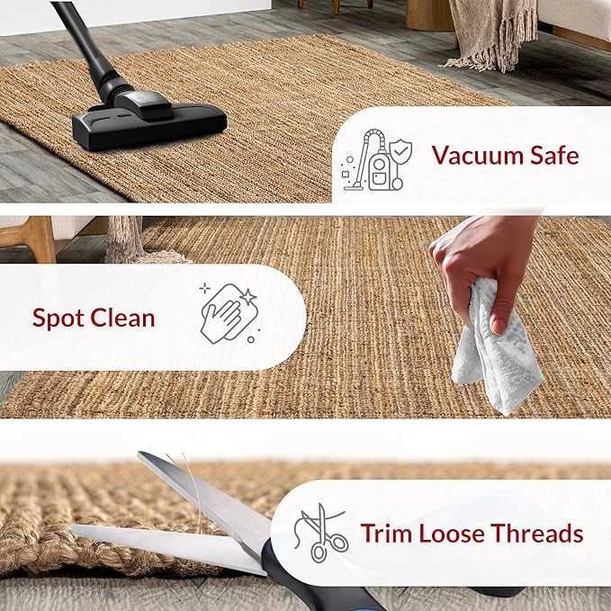 nuLOOM Ashli Solid Farmhouse Jute Area Rug, 5x8, Natural
