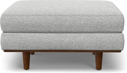 SIMPLIHOME Morrison Mid-Century Modern 89 inch Wide Sofa with Ottoman Set in Mist Grey Woven-Blend Fabric for the Living Room and Family Room