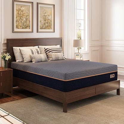 MLILY EGOHOME 12 Inch King Size Mattress, Copper Gel Cooling Memory Foam for Back Pain Relief, Therapeutic Bed in a Box, Foam Made in USA, CertiPUR-US Certified, 76x80x12 Black