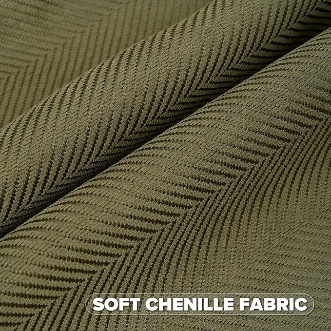 FUTEI Olive Green Chenille Throw Pillow Covers 20x20 Inch Set of 2,Soft Wide Chevron Textured Cushion Case,Farmhouse Home Decor for Couch Bed Living Room