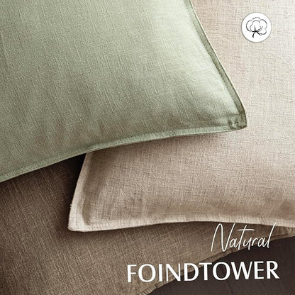 Foindtower Pack of 2, Decorative Linen Solid Throw Pillow Covers Accent Soft Cushion Case Farmhouse Boho Pillowcase for Couch Sofa Chair Bedroom Living Room Home Decor 18 x 18 Inch Light Sage Green