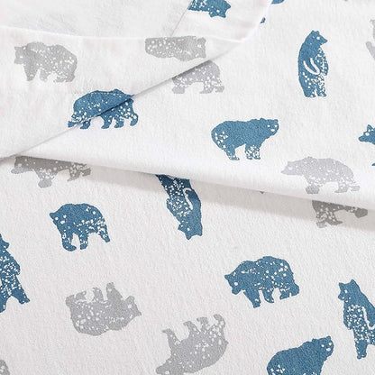 Eddie Bauer- Twin Sheet Set, Cotton Flannel Bedding Set, Brushed for Extra Softness, Cozy Home Décor (Bear Mountain Grey, Twin)
