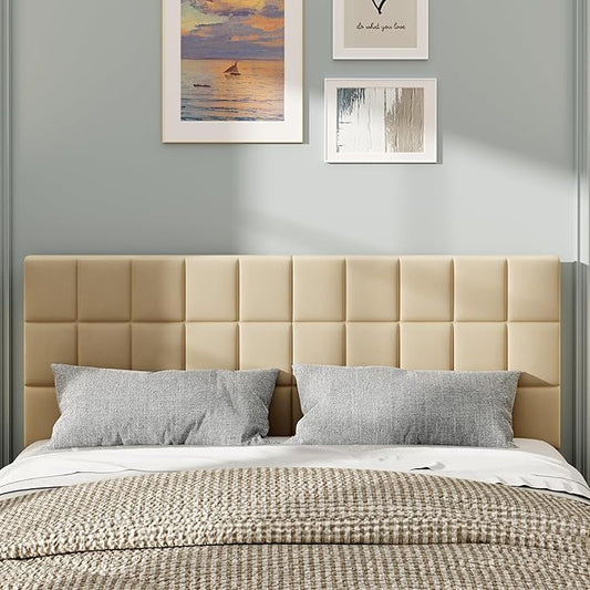 ALISH Velvet Tufted Headboard with Adjustable Height and Width, Foldable Upholstered Headboard with Metal Legs for King Size Metal and Wood Bed Frame (Apricot, King)