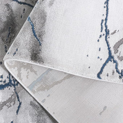 SAFAVIEH Craft Collection Runner Rug - 2'3" x 14', Ivory Grey & Blue, Modern Abstract Design, Non-Shedding & Easy Care, Ideal for High Traffic Areas in Living Room, Bedroom (CFT877M)