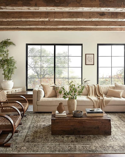 Loloi Magnolia Home by Joanna Gaines Sinclair Collection SIN-01 Pebble/Taupe 3'-6" x 5'-6", .25" Pile Height, Machine Washable, Accent Rug