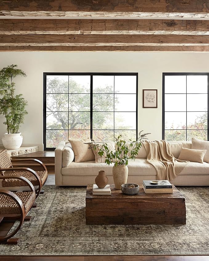 Loloi Magnolia Home by Joanna Gaines Sinclair Collection SIN-01 Pebble/Taupe 2'-3" x 3'-9", .25" Pile Height, Machine Washable, Accent Rug