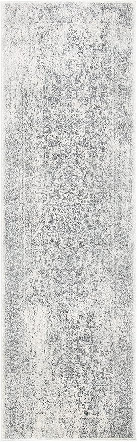 SAFAVIEH Evoke Collection Runner Rug - 2'2" x 9', Ivory & Grey, Distressed Design, Non-Shedding & Easy to Clean, Ideal for Foyer, Bedroom, Kitchen, Hallway (EVK256F)