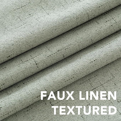 H.VERSAILTEX Linen Blackout Curtains Durable Thick Textured Linen Look 100% Blackout Patio Door Curtain Anti Rust Grommet Extra Wide Sliding Door Curtain Panel, W100 x L108 inch - Sage