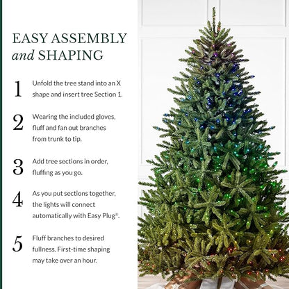 Balsam Hill 6.5ft Pre-Lit Classic Blue Spruce Artificial Christmas Tree with 2,144+ Tips, 330 Twinkly LED Smart Lights, Easy Plug Technology & Premium Stand for Indoor Holiday Decorating