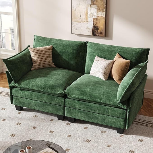 KKL Modular Sectional Sofa, Loveseat 2 Seater Cloud Couch, Chenille Modern Sectional Couches for Living Room, Apartment