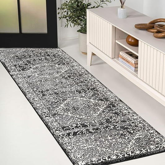 JONATHAN Y Vintage Medallion Indoor Runner Rug Black 2X8, Modern Boho for Living Room, Bedroom, Kitchen, Office, Easy-Cleaning, High Traffic, Pet-Friendly, Non-Shedding MDP100D-28