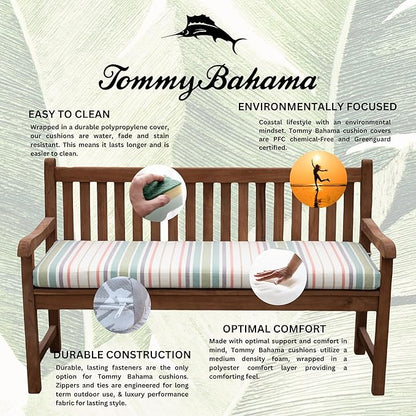 Tommy Bahama Bench Cushion, 48" X 19" X 2.5", Bandeau Pastel