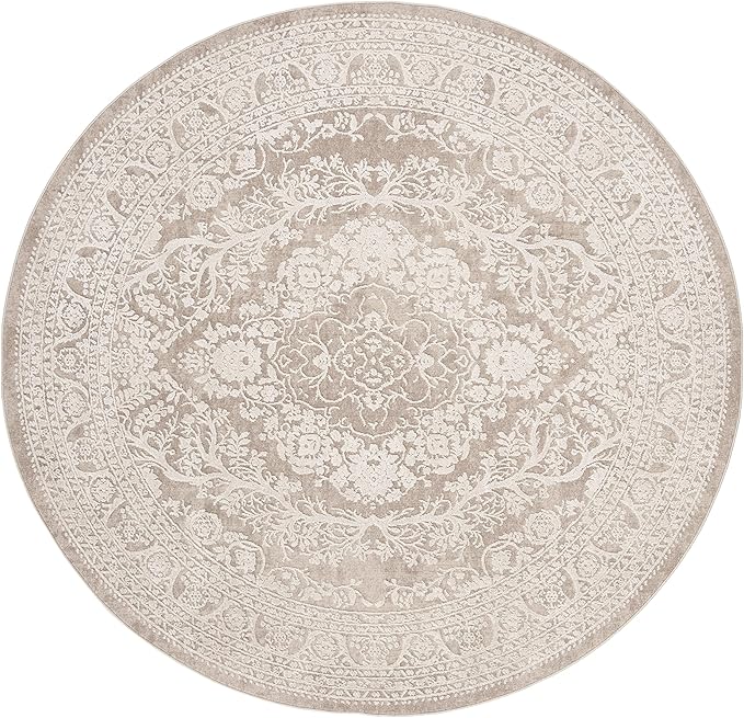 SAFAVIEH Area Rug 10' Round - Reflection Collection - Large - Beige & Cream, Non-Shedding & Easy Cleaning, Ideal for Living Room, Bedroom (RFT668A)