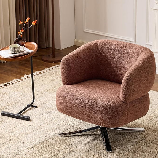 Pro 360° Swivel Accent Chair, Cuddle-Style Lounge Chair with Ergonomic Wrap-Around Backrest, 500LBS Capacity Red Linen Fabric Rotatable Sofa Chair for Living Room, Balcony, Study