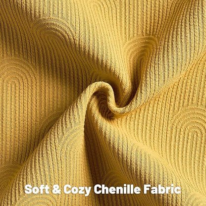 FUTEI Mustard Yellow Chenille Decorative Throw Pillow Covers 16x16 Inch Set of 2,Soft Cozy Striped Geometric Patterns Cushion Cases,Modern Home Decor for Couch Bed Living Room