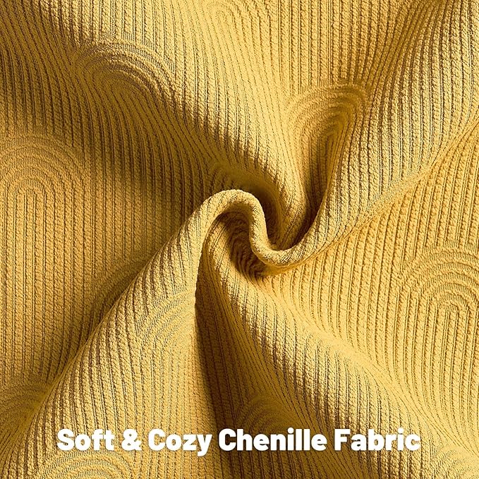 FUTEI Mustard Yellow Chenille Decorative Throw Pillow Covers 20x20 Inch Set of 2,Soft Cozy Striped Geometric Patterns Cushion Cases,Modern Home Decor for Couch Bed Living Room