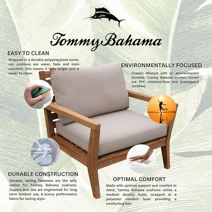 Tommy Bahama Deep Seating Lounge Cushion, 23" X 24" X 4", Bamboo Bay Sand