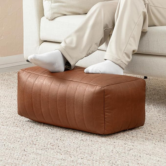 Anji Mountain 100% Handmade & Handcrafted Comfortable Home Décor Pouf Ottoman Footrest for Living Room, Bedroom, Nursery, Kidsroom, Patio Furniture - (22" x 12" x 10" - Camel)