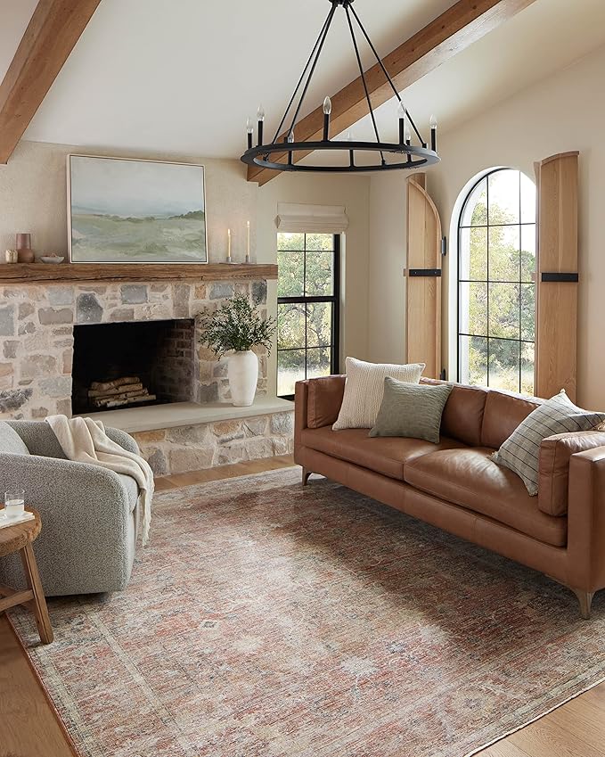 Loloi Magnolia Home by Joanna Gaines Millie Collection MIE-04 Sunset/Multi 3'-6" x 5'-6", .25" Pile Height, Accent Rug