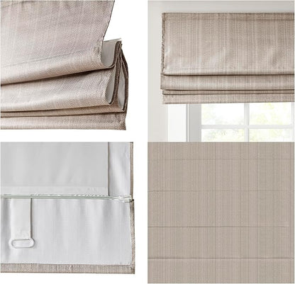 Madison Park Galen Cordless Roman Shade, 23"W x 64"H, Sheen Taupe – Room Darkening, Thermal Insulated, Energy Efficient Window Blind with Subtle Sheen Basketweave Fabric for Privacy