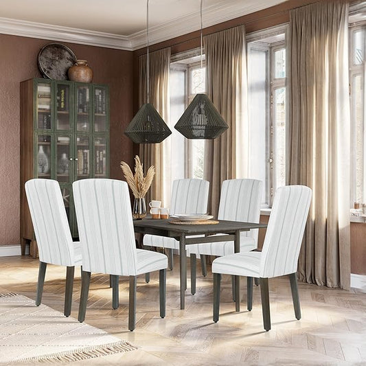 HomePop Parsons Classic Dining Chairs, Pack of 2, Dove Grey Stripe