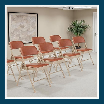 OEF Furnishings OEF1200 Series Premium Heavy Duty Vinyl Padded Folding Chairs, Commercial Grade 500 lb Capacity (4-Pack, Honey Brown)