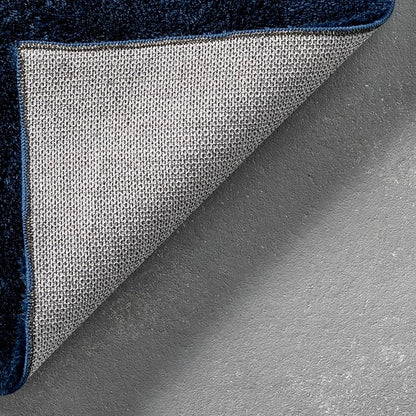 nuLOOM 4' Round Cozy Plush Area Rug, Machine Washable, Non-Slip, Soft Fluffy Shag Carpet for Living Room Bedroom Kids Room Nursery Home Decor, Loni Navy